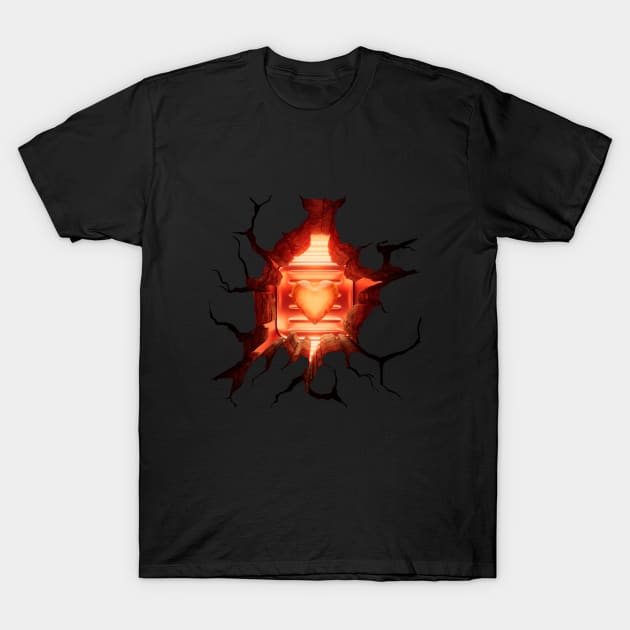 Burning Heart  Anamorphic Illusion  ( Large Print ) T-Shirt by CkKong